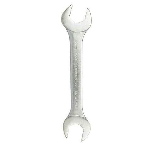 Stanley 72-064 46x50mm Double Open End Jumbo Spanner made from premium Chrome Vanadium steel with Maxi-Drive™ anti-slip jaws. Ideal for heavy machinery, construction, mining, engineering, and industrial maintenance.