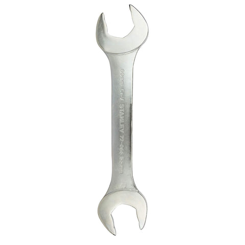 Stanley 72-066 55x60mm Double Open End Jumbo Spanner made from premium Chrome Vanadium steel with anti-slip jaws. Ideal for heavy machinery, construction, mining, engineering, and industrial maintenance.