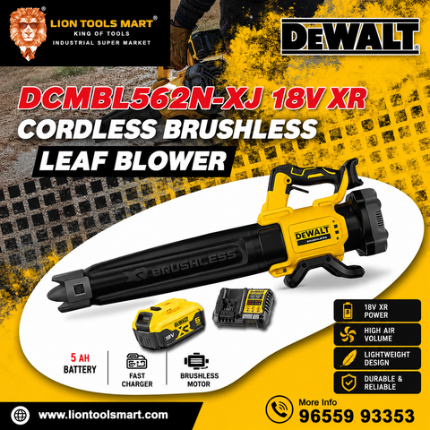DEWALT Cordless Brushless Leaf Blower Kit (with 5 Ah Battery & Charger) - DCMBL562N-XJ 18V XR