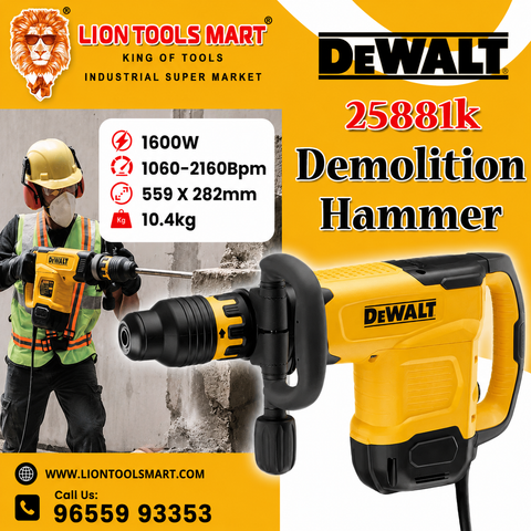 DeWalt D25881K 1600W Heavy Duty Demolition Hammer – 10.4kg High Performance