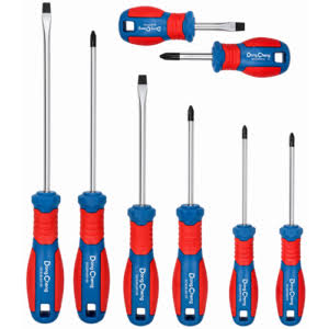 DongCheng HD091253 8-Piece Heavy-Duty Magnetic Chrome Vanadium (CR-V) Screwdriver Set with Stubby Drivers