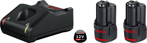 Bosch Professional 2 x GBA 12V 2.0Ah Li-Ion Batteries + GAL 12V-40 Fast Charger Starter Set