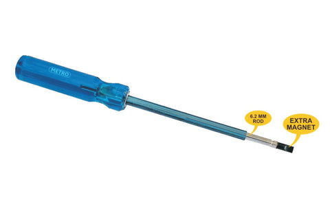 METRO Hex Screwdriver with 6.2 mm rod and extra magnet. Available in 100–250 mm lengths for electrical, workshop and maintenance applications.