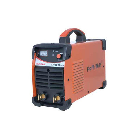 Ralli Wolf RA20 ARC 200 MOSFET inverter welding machine with 30–200A output, 60% duty cycle, 80% efficiency and welding accessories