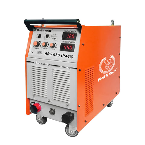 Ralli Wolf RA63 ARC630 heavy duty IGBT welding machine. 630A output, high penetration, ideal for coal mines, oil refineries & heavy fabrication.