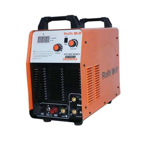 Ralli Wolf RC80 CUT80 IGBT air plasma cutting machine. 80A, pilot arc, CNC interface, MMA welding facility. Ideal for fabrication & construction.