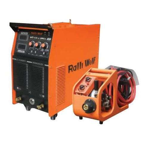 Ralli Wolf RM63 MIG630IJ heavy duty inverter welding machine. 630A output, 4-roll wire feeder, MIG & MMA facility. Ideal for heavy industrial welding.