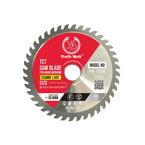 Ralli Wolf TCT Saw Blade for Wood Working – Tungsten Carbide Tipped Circular Saw Blades, 110mm & 125mm, 30T/40T, Available in Multiple Sizes