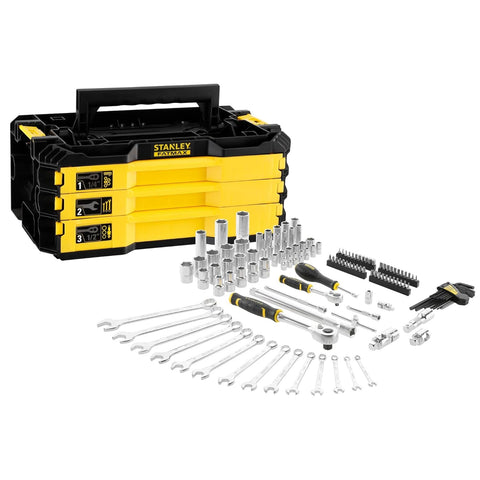STANLEY FATMAX FMMT98107-1 126-Piece 3-Drawer Tool Box with Sockets Ratchets Wrenches and Screwdrivers for Automotive Workshop Repair