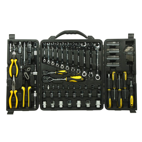 STANLEY STMT81243 110-Piece Multi-Tool Set with 1/4 and 1/2 Inch Sockets and Ratchets for Automotive and Workshop Repair