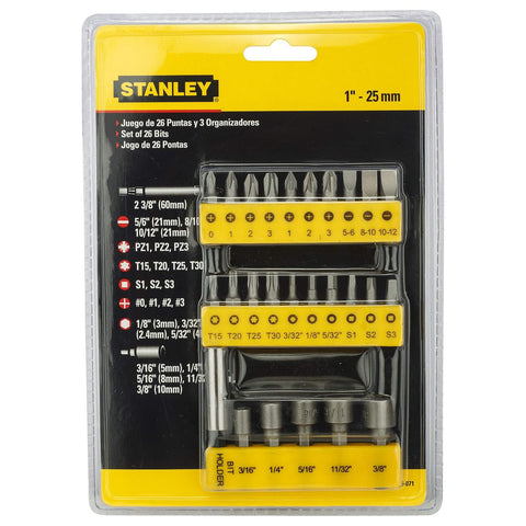 Stanley, Stanley 68-071-23, Stanley Screwdriver Bit Set, 29Pcs Bit Set, Screwdriver Insert Bit Set, Chrome Vanadium Bit Set, Phillips Bit Set, Pozidriv Bit Set, Torx Bit Set, Hex Bit Set, Slotted Screwdriver Bits, Square Bit Set, Nut Driver Set, Magnetic Bit Holder, Workshop Tools, Automotive Repair Tools, Professional Screwdriver Bits, Stanley Hand Tools, Lion Tools Mart