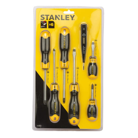 Stanley, Stanley STHT92002-8, Stanley Screwdriver Set, 6Pcs Screwdriver Set, Cushion Grip Screwdriver Set, Chrome Vanadium Screwdriver, Magnetic Screwdriver Set, Voltage Tester Included, Phillips Screwdriver, Slotted Screwdriver, Parallel Screwdriver, Electrical Screwdriver Set, Mechanic Screwdriver Set, Workshop Hand Tools, Automotive Repair Tools, Professional Screwdriver Set, Stanley Hand Tools, Lion Tools Mart