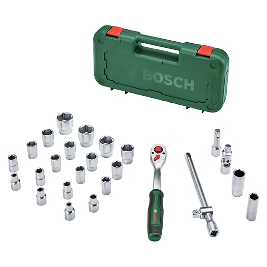 Bosch 1/2" Square Drive Socket Set 25-Piece | 1600A02Z9F | 72-Tooth Ratchet Set