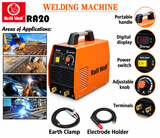  Ralli Wolf RA20 ARC 200 MOSFET inverter welding machine with 30–200A output, 60% duty cycle, 80% efficiency and welding accessories