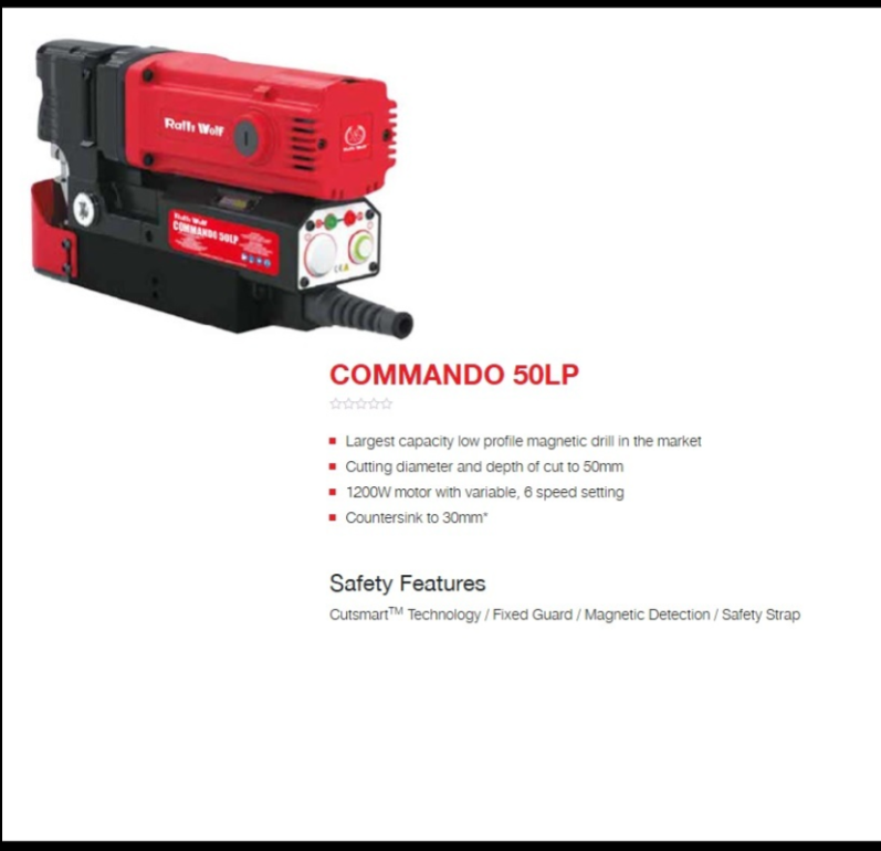 Ralli Wolf Commando 50LP 50mm Magnetic Core Drill Machine