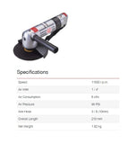Ralli Wolf AG406 pneumatic angle grinder — 4" (100mm) capacity, 11000 RPM. Compact design for detail grinding. 