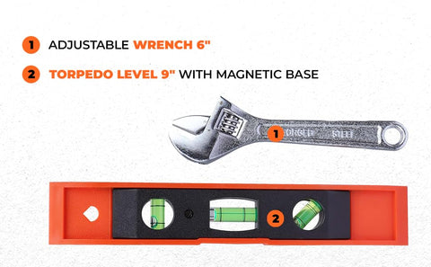 Black & Decker BD75915 5 Pc Tool Set with Wrench, Hammer, Level & Screwdrivers – Compact Steel Hand Tool Kit for Home Repair, Furniture Assembly, Maintenance & DIY Projects