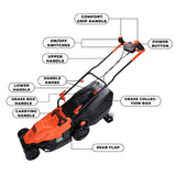 Black & Decker BEMW471BH 1600W Electric Lawn Mower with 38cm Cutting Width, Adjustable Cutting Height & Large Grass Collection Box – Corded Grass Cutting Machine for Home & Garden