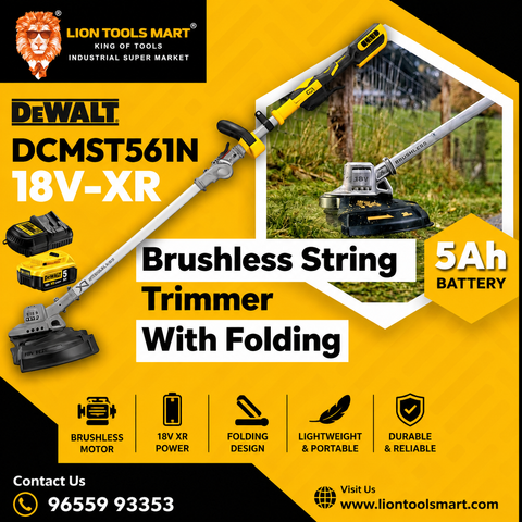 DeWALT Brushless String Trimmer With Folding Shaft DCMST561N 18V-XR (Includes 5Ah Battery & Charger)