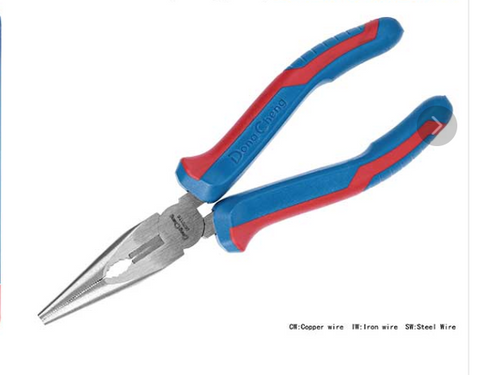 DONGCHENG Long Nose Pliers 6 Inch (160 mm) – 62 HRC High Hardness Needle Nose Pliers with Two-Color Handle