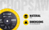 Dewalt DW8500 14-Inch Diamond Cut Wheel 355mm | Heavy Duty Metal & Multi-Material Chop Saw Blade