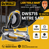 Dewalt DWS715 12-Inch (305mm) Single Bevel Compound Mitre Saw - 1600W