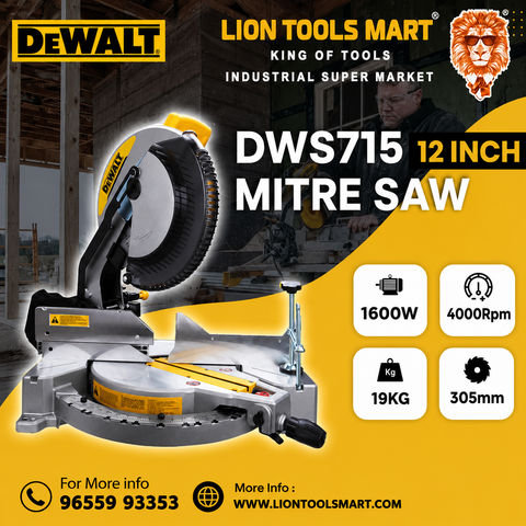 Dewalt DWS715 12-Inch (305mm) Single Bevel Compound Mitre Saw - 1600W