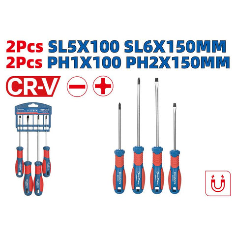 Buy DongCheng HD091251 4 PCS Screwdriver Set at Pioneer Power Tools. High-grade CR-V steel blades with magnetic tips & ergonomic soft grips. Order online!