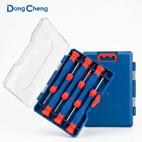 DongCheng HD091430 6-Piece Professional CR-V Precision Screwdriver Set with Two-Color Comfort-Grip Handles