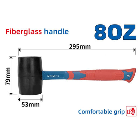 DongCheng HD101800 8 OZ / 285g Non-Sparking Non-Marring Rubber Hammer with Fiberglass Handle