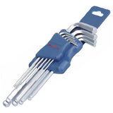 DongCheng HD092601 9-Piece Long Arm Chrome-Plated Chrome Vanadium (CR-V) Metric Hex Key Set (1.5–10mm)