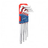 DongCheng HD092902 9-Piece Extra Long Arm Ball Point Chrome-Plated Chrome Vanadium (CR-V) Metric Hex Key Set (1.5–10mm