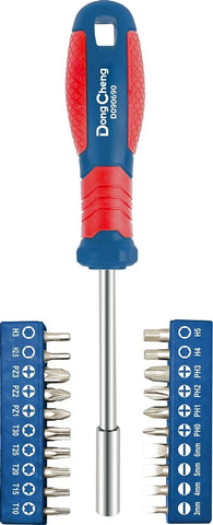 DongCheng HD090690 21-Piece Chrome Vanadium (CR-V) Screwdriver Bit Set with Magnetic Bit Holder