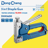 DongCheng HD093600 3-in-1 Heavy-Duty Manual Staple Gun with Adjustable Driving Force (Staples, U-Staples & Brad Nails)