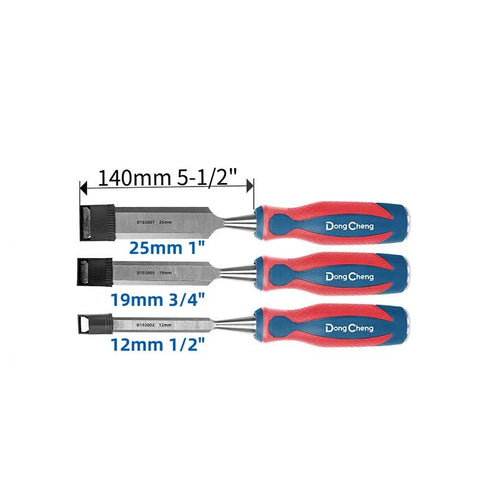 DongCheng HD102201 4-Piece Professional Chrome Vanadium (CR-V) Wood Chisel Set (6mm, 12mm, 19mm, 25mm)