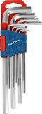 DongCheng HD092600 9-Piece Standard Length Chrome-Plated Chrome Vanadium (CR-V) Metric Hex Key Set (1.5–10mm)