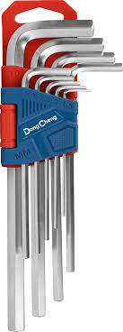 DongCheng HD092600 9-Piece Standard Length Chrome-Plated Chrome Vanadium (CR-V) Metric Hex Key Set (1.5–10mm)