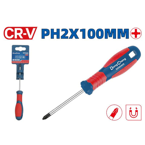 DongCheng HD090409 PH2 x 100mm Heavy-Duty Magnetic Chrome Vanadium (CR-V) Phillips Screwdriver