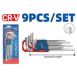 DongCheng HD092600 9-Piece Standard Length Chrome-Plated Chrome Vanadium (CR-V) Metric Hex Key Set (1.5–10mm)