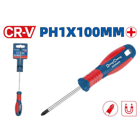 DongCheng HD090404 PH1 x 100mm Standard Magnetic Chrome Vanadium (CR-V) Phillips Screwdriver