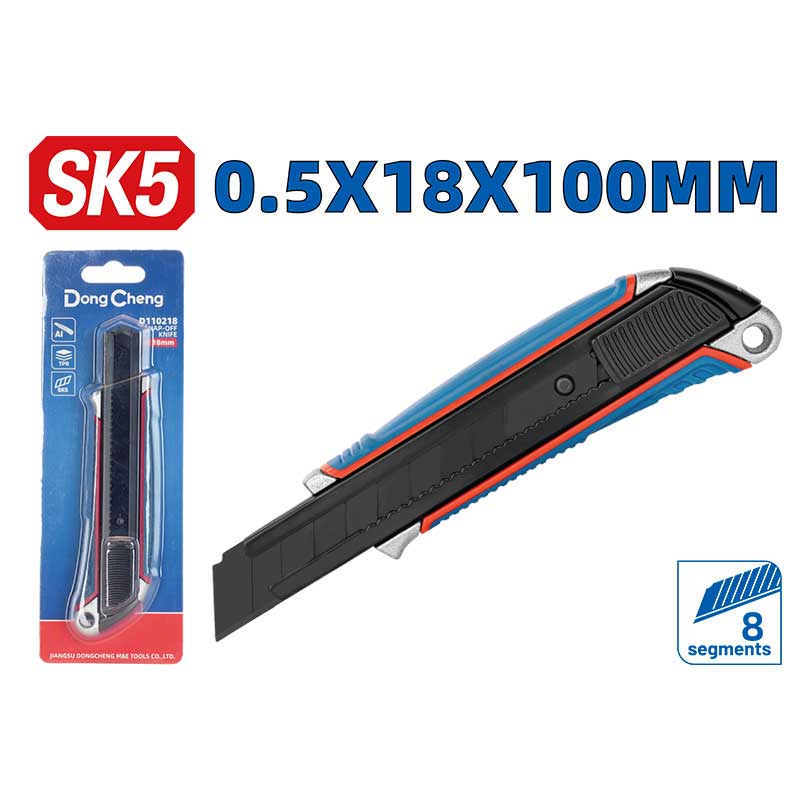 DongCheng HD110218 18mm Heavy-Duty Snap-Off Utility Knife with Aluminum + ABS + TPR Handle & SK5 Blade