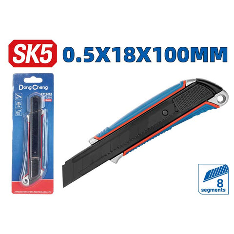 DongCheng HD110218 18mm Heavy-Duty Snap-Off Utility Knife with Aluminum + ABS + TPR Handle & SK5 Blade