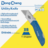 DongCheng HD110406 150mm Heavy-Duty Aluminum T-Model Utility Knife with 6 PCS CK75 Trapezoid Blades
