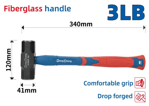 DongCheng HD100801 3 LB / 1350g Heavy-Duty Drop-Forged 45# Carbon Steel Sledge Hammer