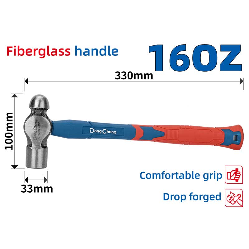 DongCheng HD100101 16 OZ / 450g Heavy-Duty Drop-Forged 45# Carbon Steel Ball Pein Hammer
