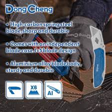 DongCheng HD110406 150mm Heavy-Duty Aluminum T-Model Utility Knife with 6 PCS CK75 Trapezoid Blades