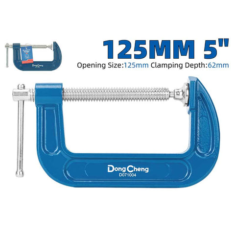 DongCheng HD071005 5-Inch / 125mm Heavy-Duty Malleable Cast Iron G-Clamp (T-Shaped Thread)