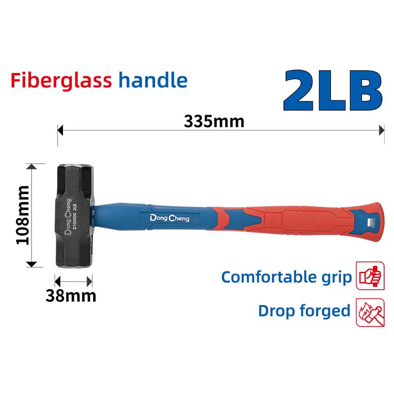 DongCheng HD100800 2 LB / 900g Heavy-Duty Drop-Forged 45# Carbon Steel Sledge Hammer
