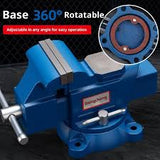 DongCheng HD070705 5-Inch / 125mm Heavy-Duty Ductile Iron Bench Vice with 360° Swivel Base & Anvil (20KN / 2000 KGS)