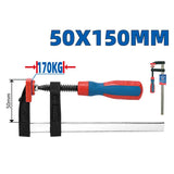 DongCheng HD071201 50x150mm Heavy-Duty Woodworking F-Clamp with Ergonomic Handle (170 KGS Clamp Force)